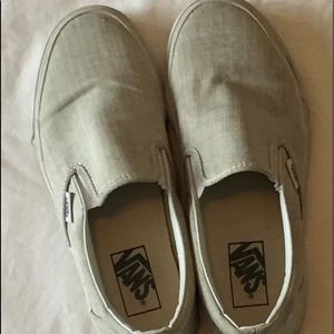 Beige textured slip on vans